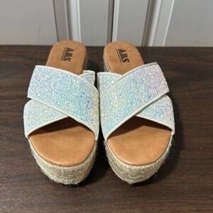 AMS Platform Glittery Sandals